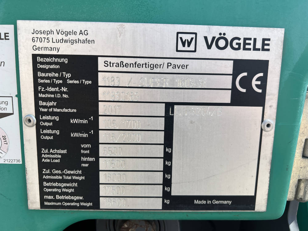 Usato 2017 Vogele S 1603-3i