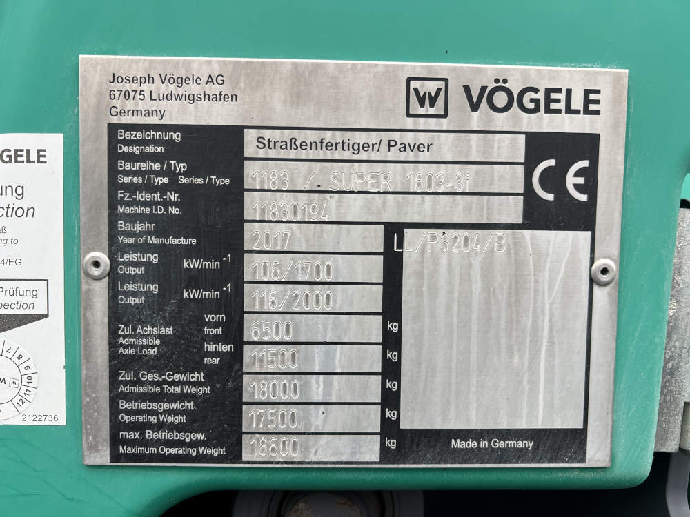 Usato 2017 Vogele S 1603-3i