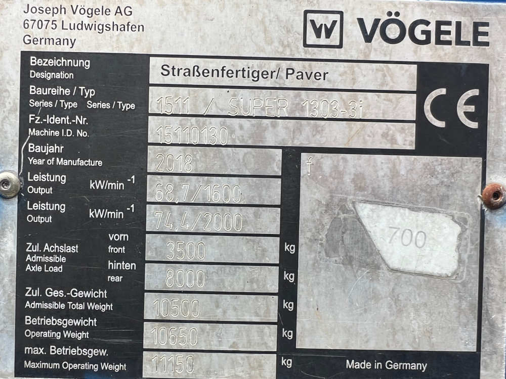 Usato 2018 Vogele S 1303-3i