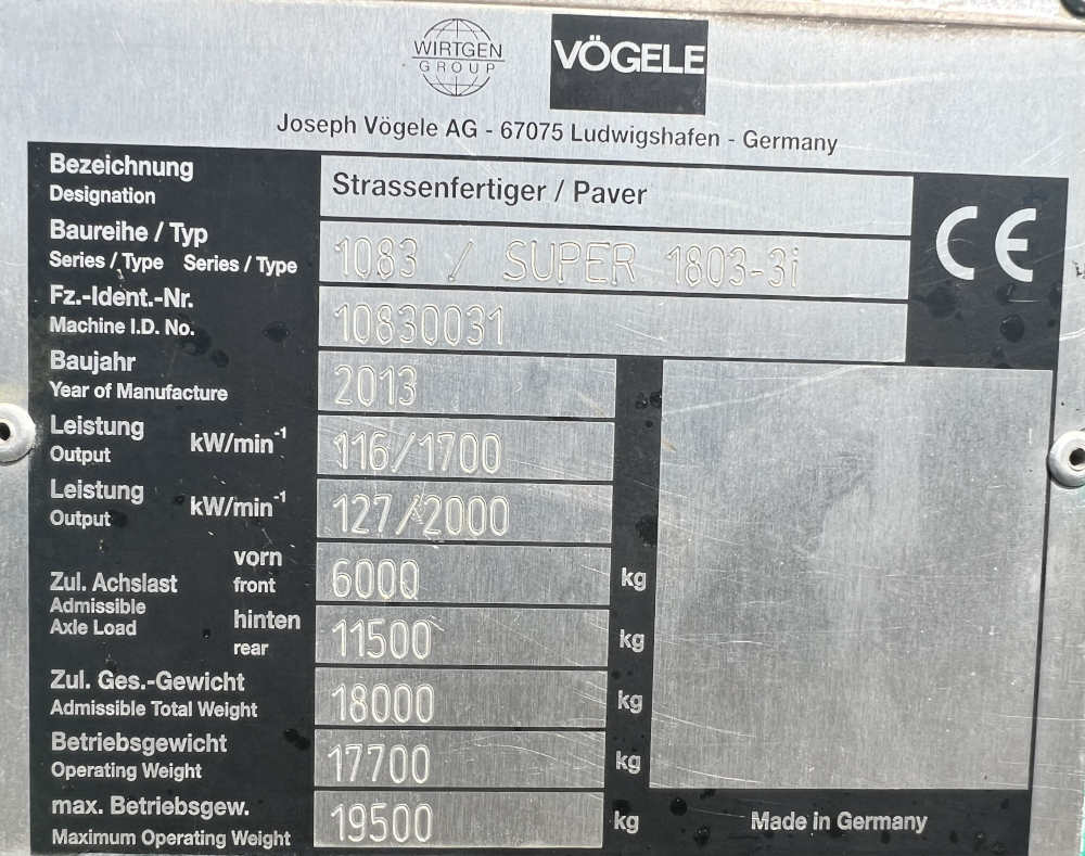 Usato 2013 Vogele S 1803-3i