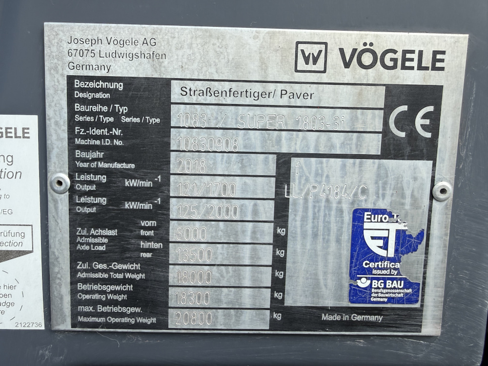 Usato 2018 Vogele S 1803-3i