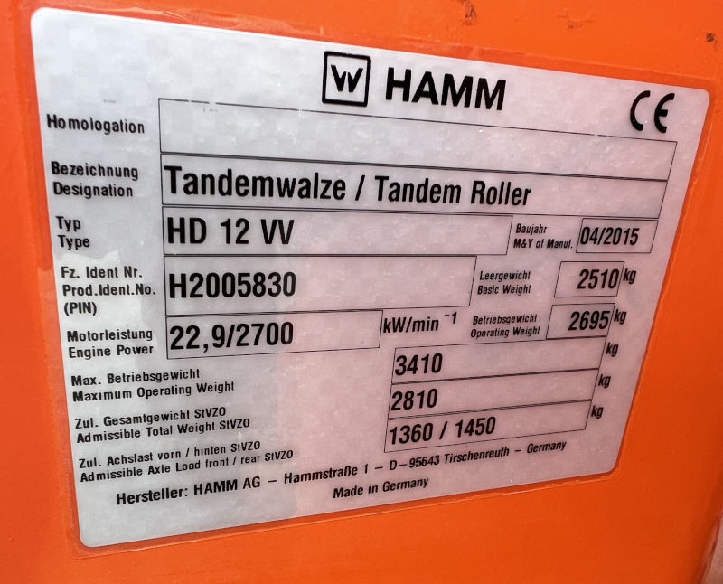 Usato 2015 Hamm HD 12 VV -5830-