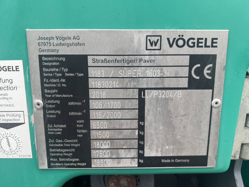Usato 2018 Vogele S 1603-3i