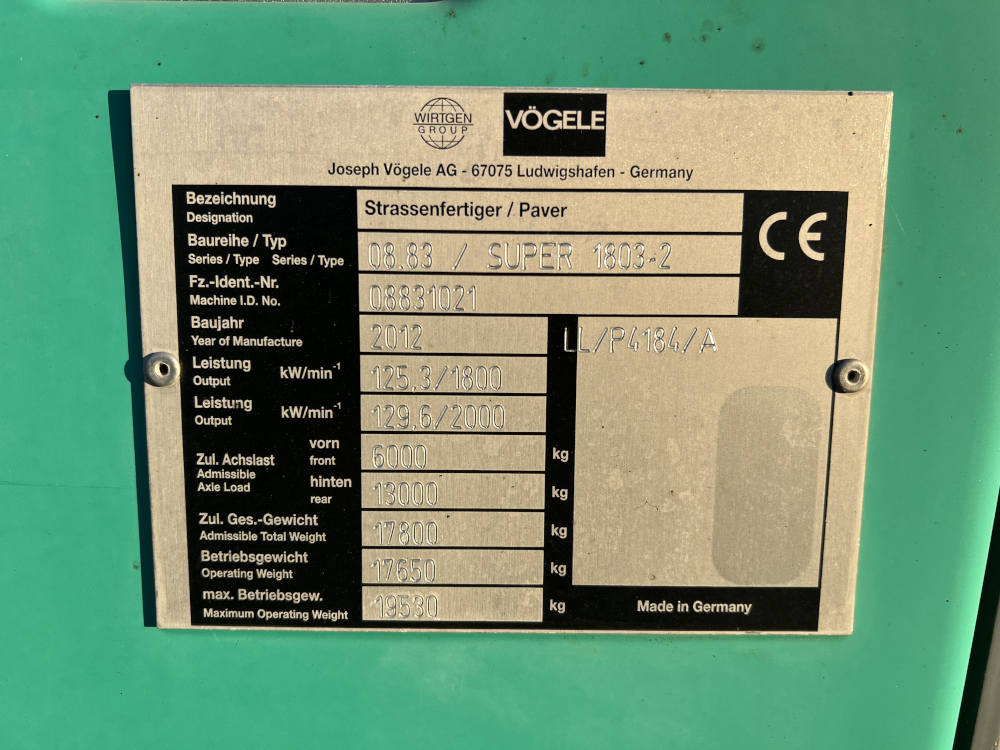 Usato 2012 Vogele S 1803-2