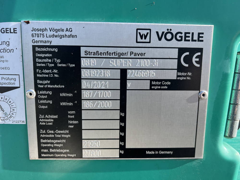 Usato 2021 Vogele Super 2100-3i