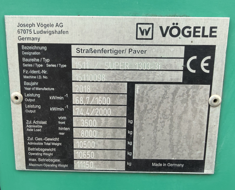 Usato 2018 Vogele S 1303-3i