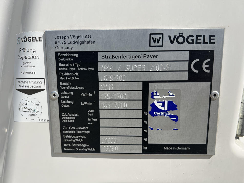 Usato 2018 Vogele S 2100-3i -700- 