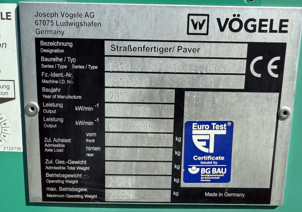 Usato 2017 Vogele Super 1900-3i