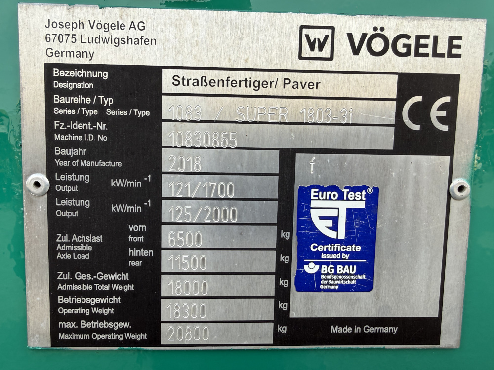Usato 2018 Vogele S 1803-3i