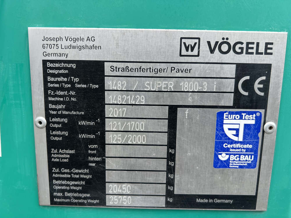 Usato 2017 Vogele Super 1800-3i