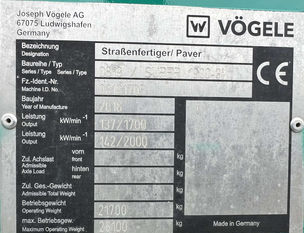 Usato 2018 Vogele Super 1900-3i