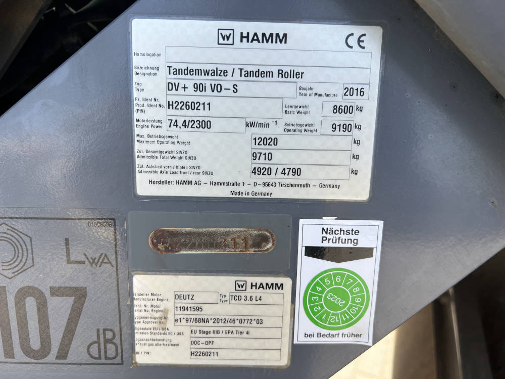 Usato 2016 Hamm DV+ 90i VO-S