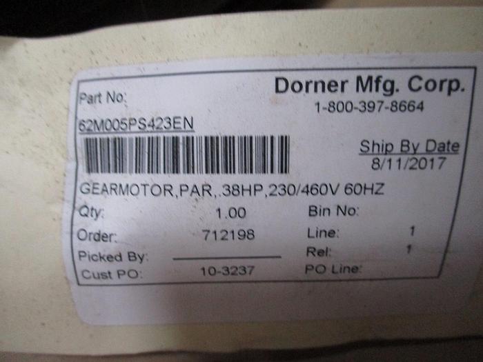 Used DORNER STANDARD LOAD GEAR MOTOR