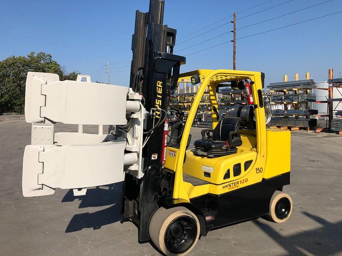 Used 12,000 POUND ROLL CLAMP FORKLIFT TRUCK W/ 60” DIAMETER CASCADE ROLL CLAMP