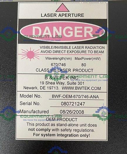 B&W Tek BWF-OEM-670/746-ANA 670/746 NM Class IIIb 80mW Fiber Optic Laser
