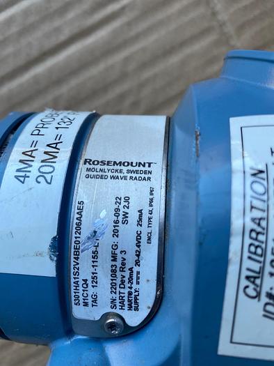 Used Rosemount 5301HA1S2V4BE01206AAE5M1C1Q4, 5300 Series Level Transmitter 132" Probe