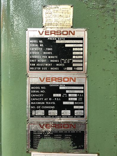 Used 600 ton Verson 132"x86" SSDC Stamping Press