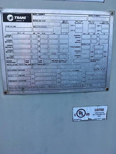 Used 400 Ton Trane Series R Air Cooled Chiller, Model RTAA 4004, 460v, 2001 RTAA 4004 XU01 A3D0 BPG