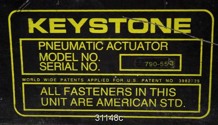 Used Keystone P-370 6" Air Operated Butterfly Valve #31148