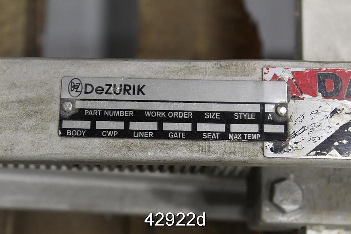 Used Dezurik 12" Hand Operated Knife Gate Valve #42922