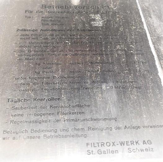 Used Filter, Pressure, S/st, Filtrox, FILTROstar 1500, Beer, DE #S742964
