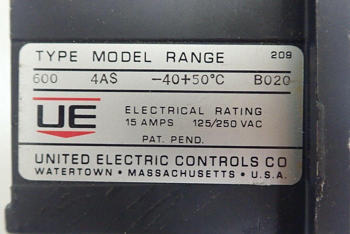 Used UE United Electric Controls Co Type 600 Model 4AS Temperature Controller