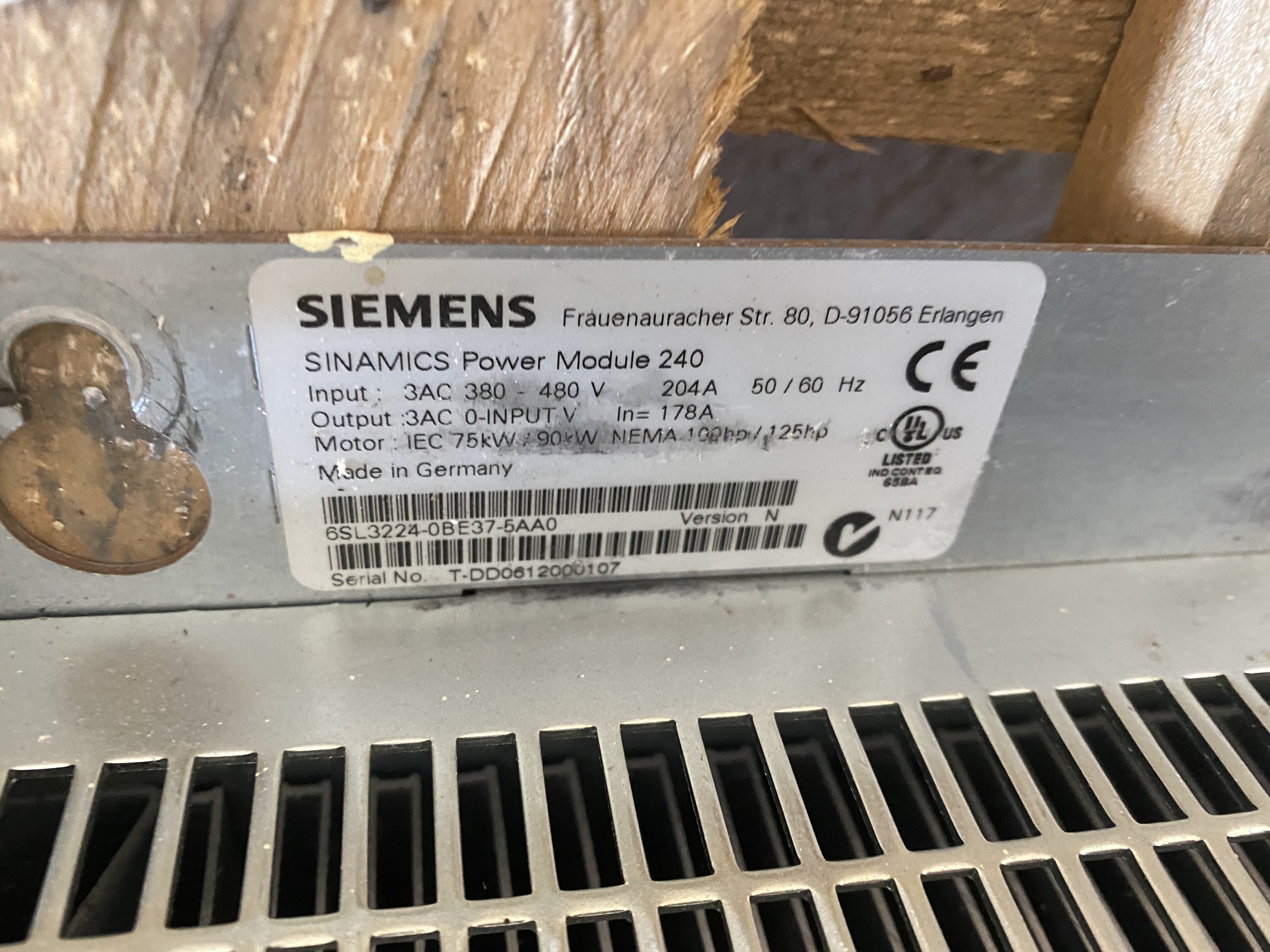Begagnad Styrskåp 200amp Sinamics Power Module 240,