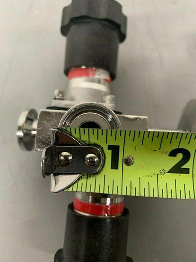 Used ITT Pure-Flo .5-316L-RA20MAX-CWP150 3-way Diaphragm Valve w/ 1/2" Sanitary & 2"