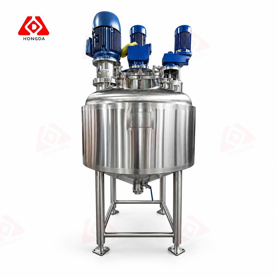 175 USG Cone Bottom Vacuum Kettle / Mixing Tank, Featuring Triple Agitation and an Emulsifying Mixer