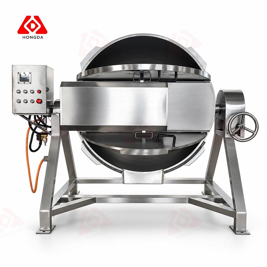New New 400L SS304 Sanitary Kettle – Gas Heating, Manual Tilting & VFD Scraper Mixer – In Stock In Ontario, CA