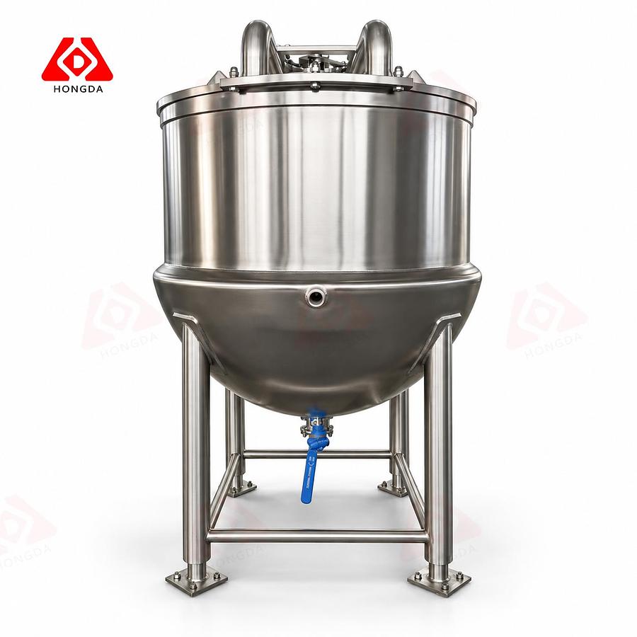 300 Gallon Stainless Steel Bare Kettle - Jacketed for Industrial Cooking with Lids and bridge
