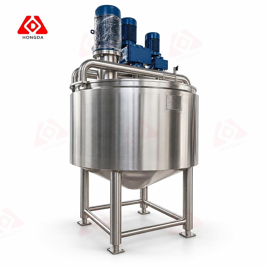 300 Gallon Triple agitation mixing tank with high shear disperser mixing