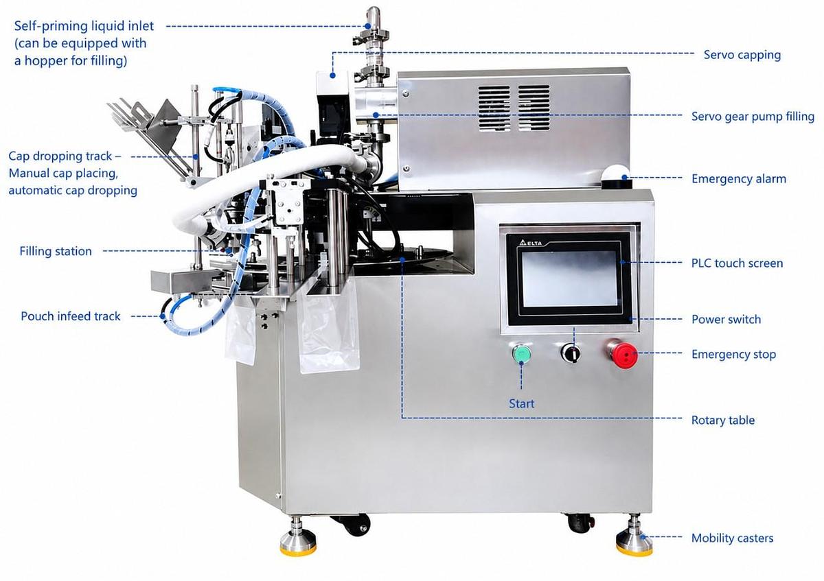 Tabletop Single-Head Spouted Pouch Filling and Capping Machine