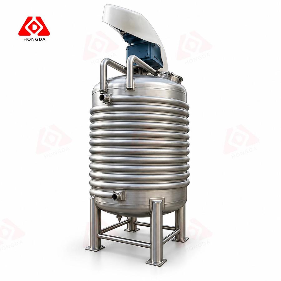 Half pipe Steam Mixing Tank/ Jacketed Cone Bottom Kettle