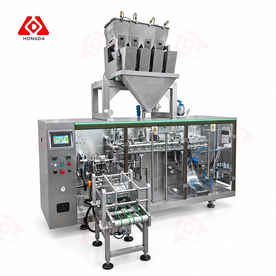 Horizontal Pre-made Pouch Packaging Machine with Four-Head Linear Weigher 210&LW4H3L