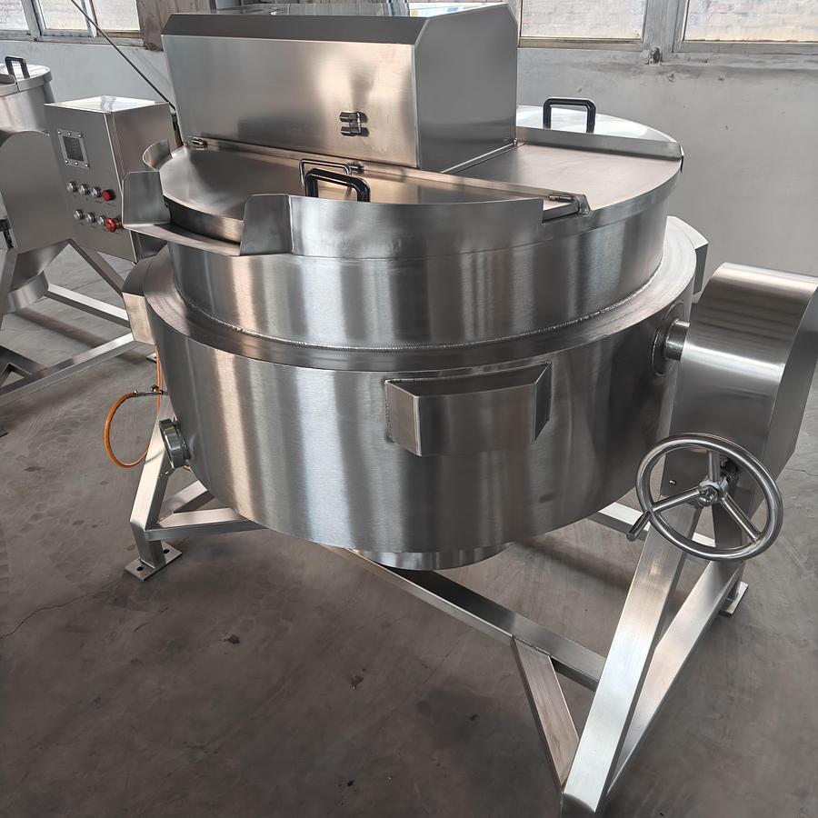 New New 400L SS304 Sanitary Kettle – Gas Heating, Manual Tilting & VFD Scraper Mixer – In Stock In Ontario, CA