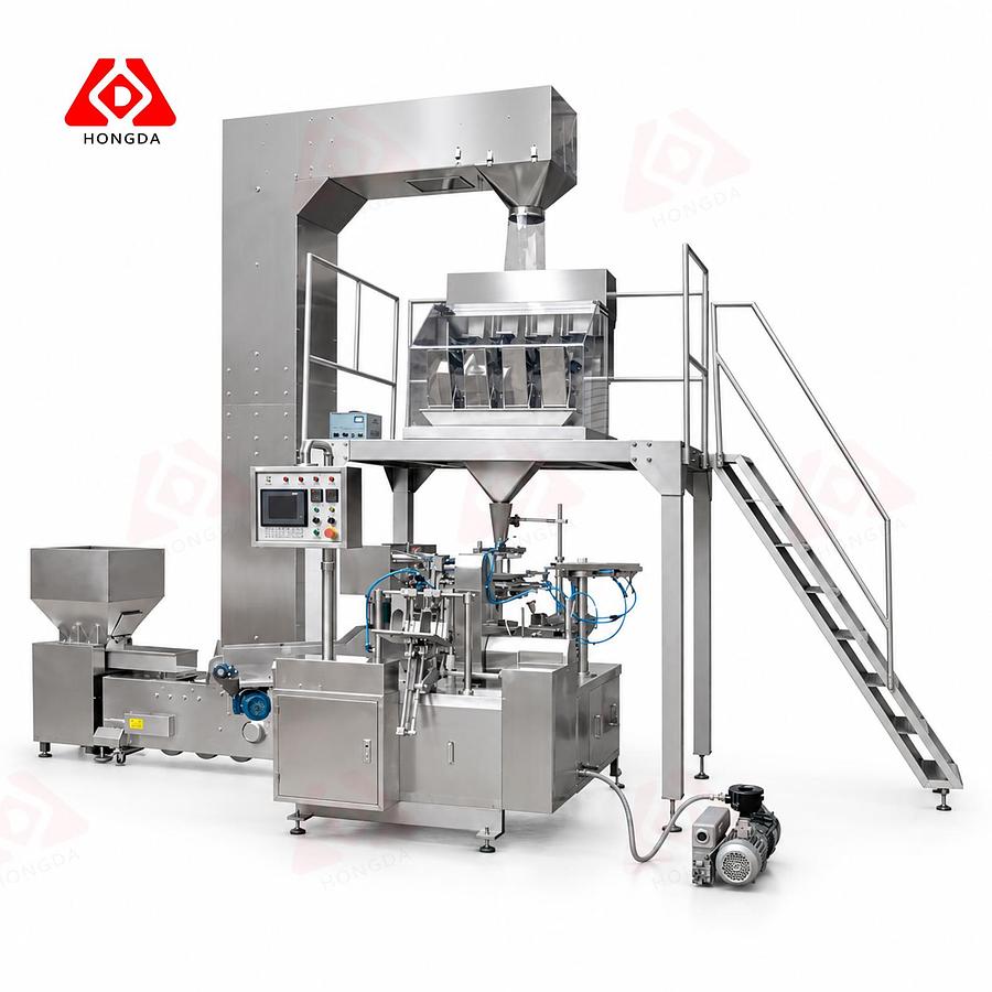 Rotary Pre-made Pouch packaging machine with Four-Head Linear Weigher (240E+LW4H3L)