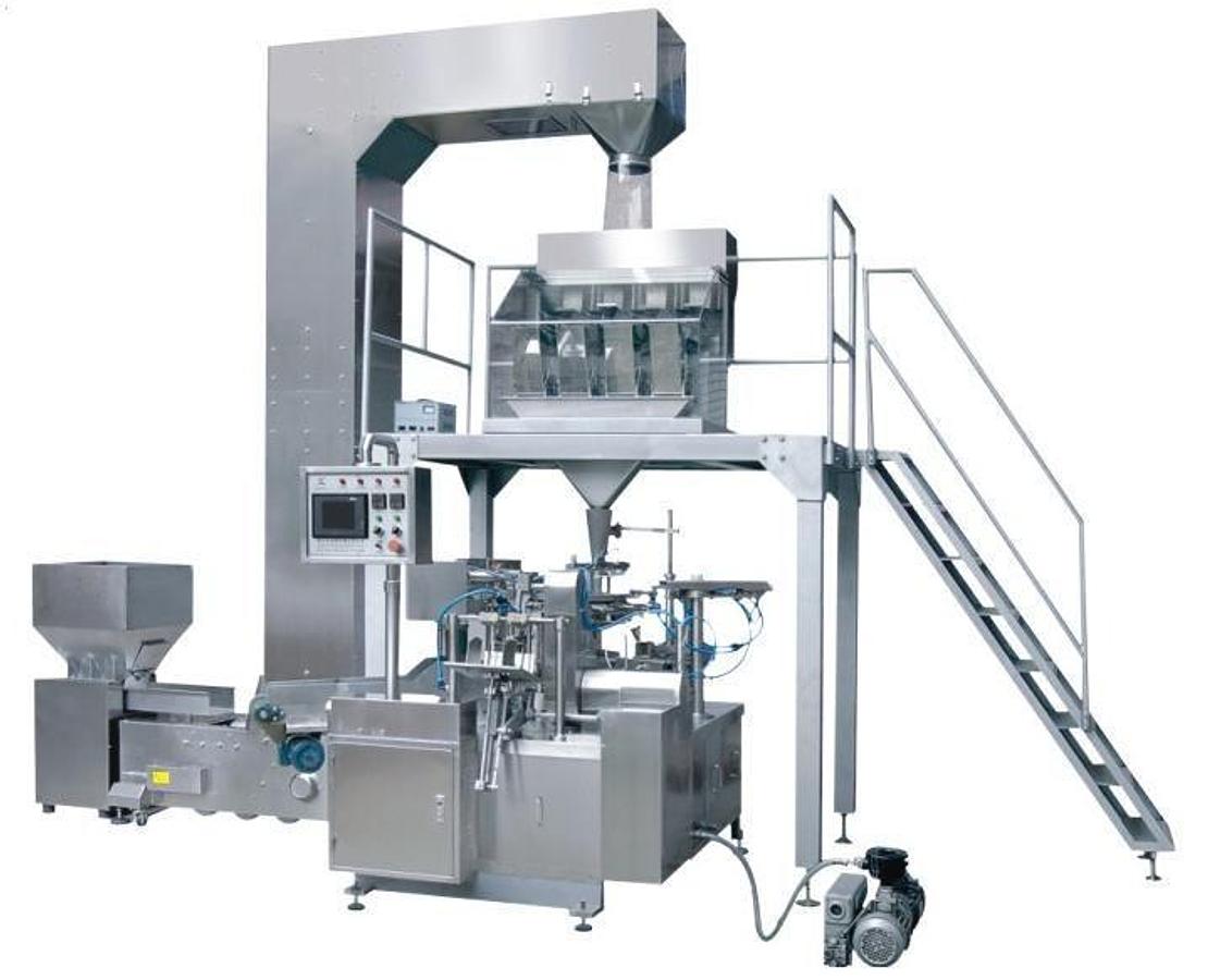 Rotary Pre-made Pouch packaging machine with Four-Head Linear Weigher (240E+LW4H3L)