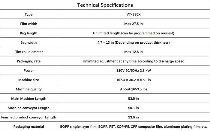 Hongda VT-330X Flow Wrapper