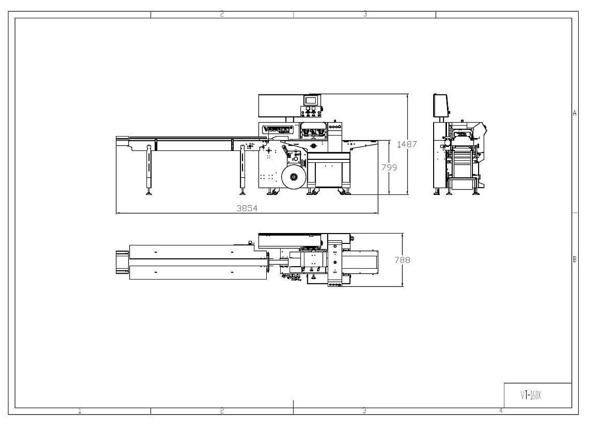 Three-Servo Down-Film Flow Wrapper VT-160X