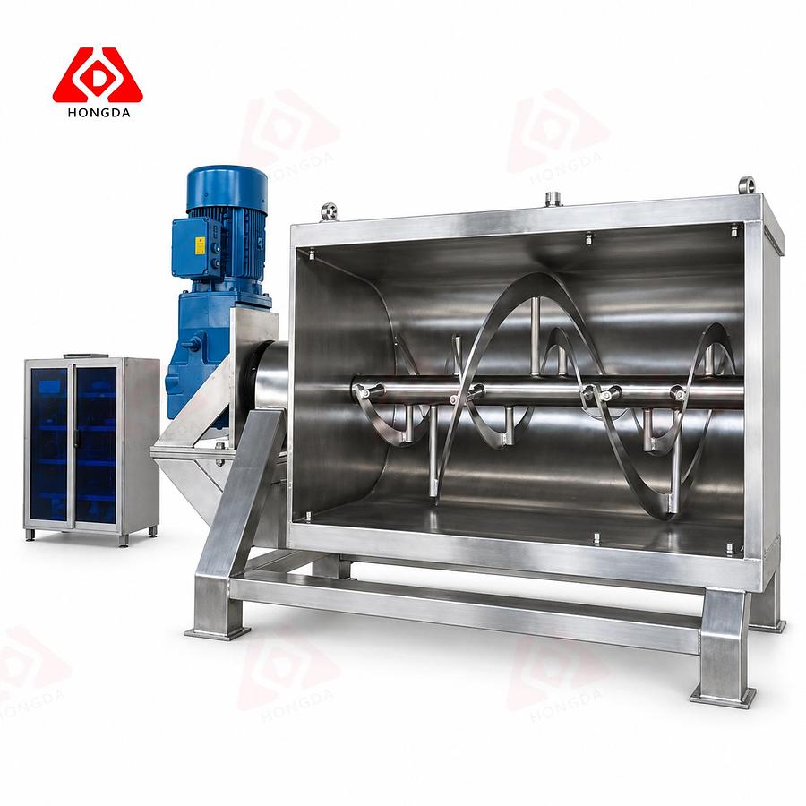 Manual tilting ribbon blender