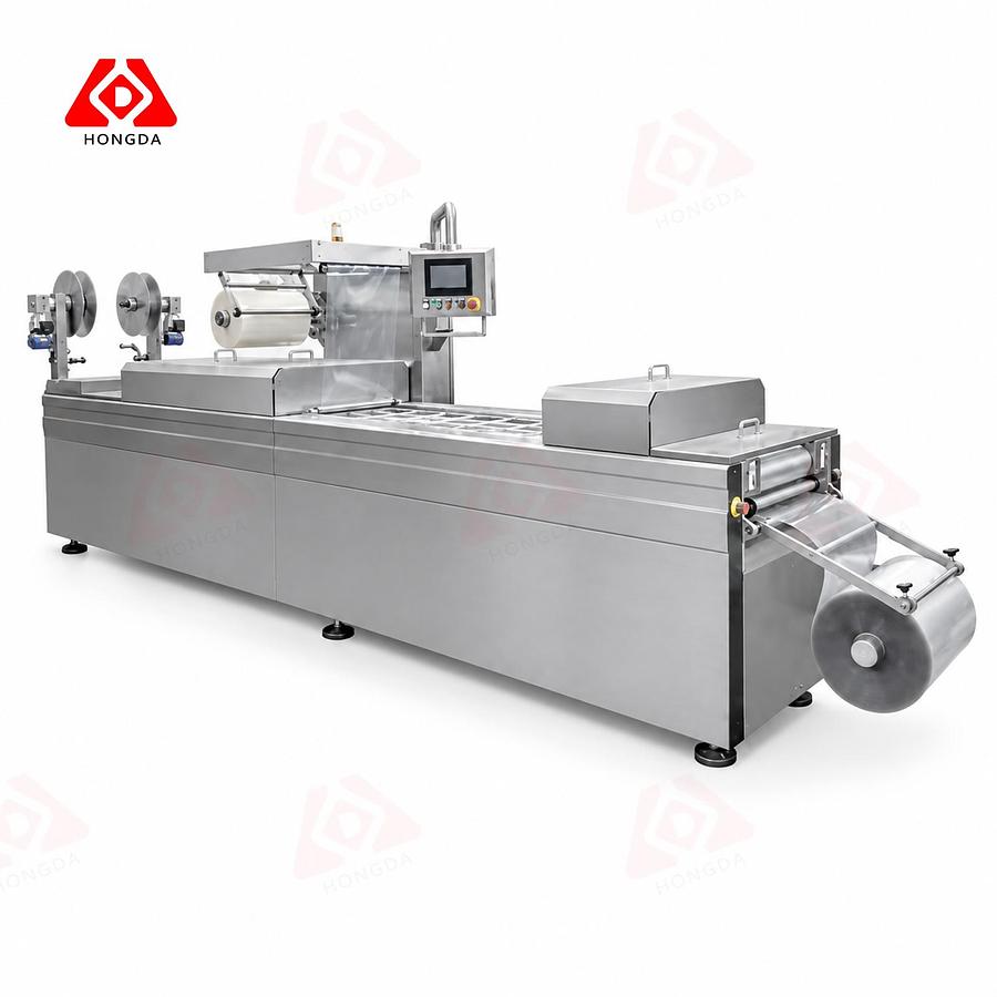 Continuous food vacuum packing machine