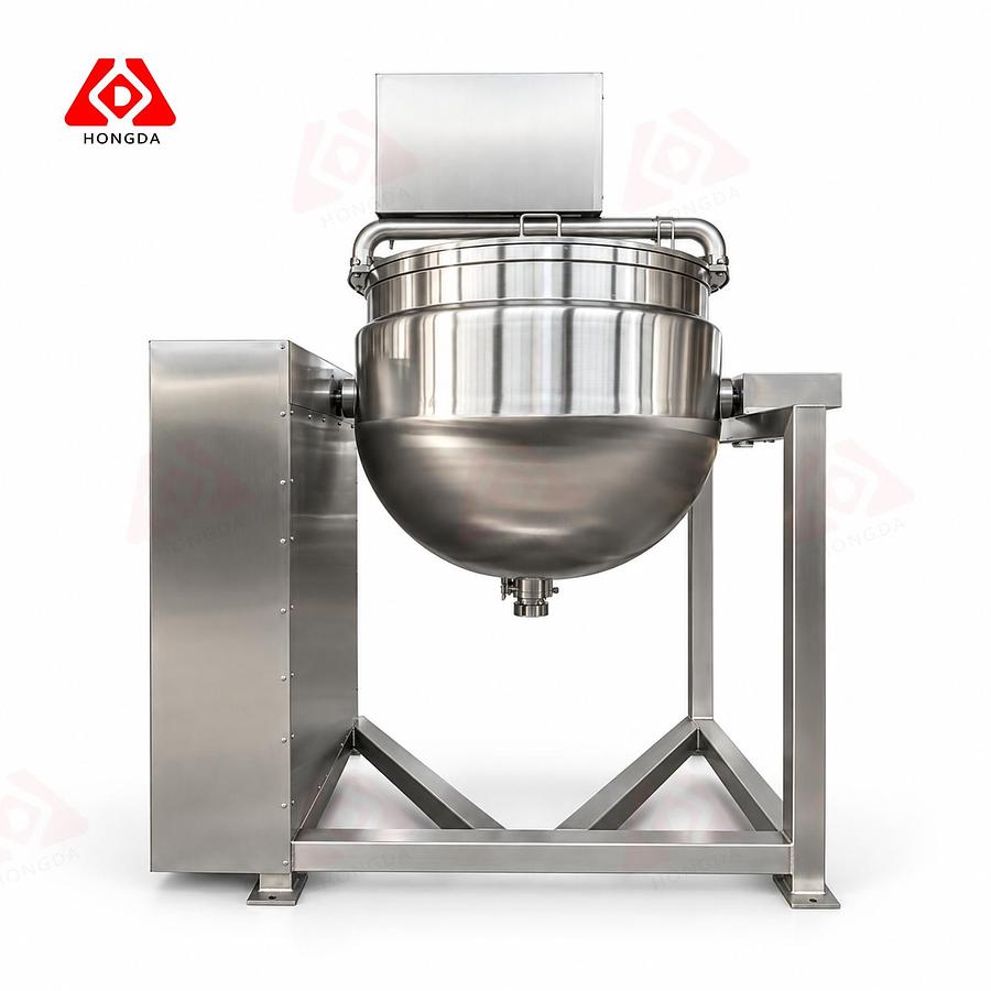 250 Gallon Electric Full Jacketed Kettle with Hydraulic Tilting & Double Mixing - Stainless Steel Commercial Cooking Kettle