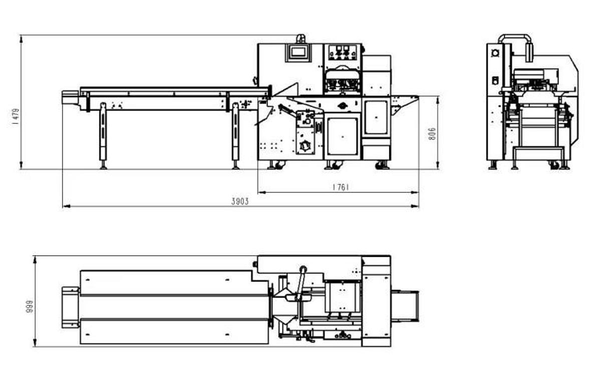 Three-Servo Upper-Film Flow Wrapper VT-280