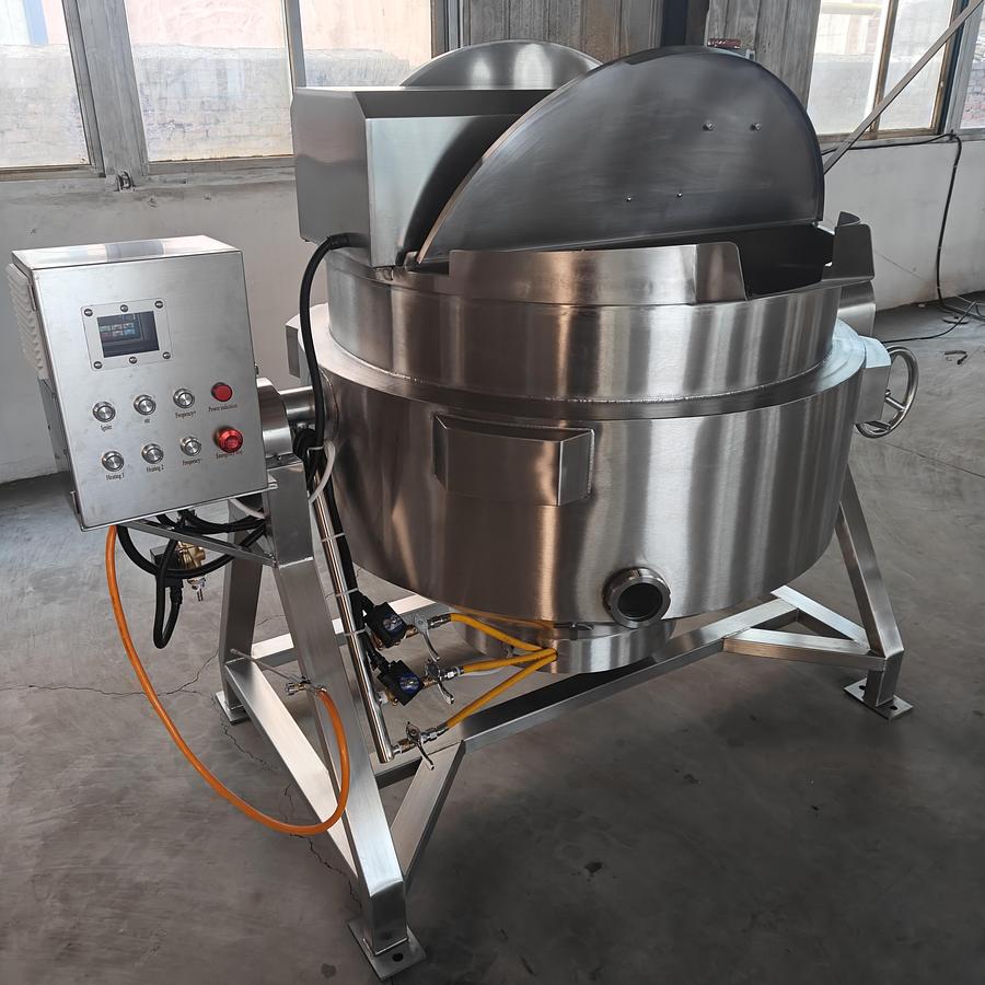 New New 400L SS304 Sanitary Kettle – Gas Heating, Manual Tilting & VFD Scraper Mixer – In Stock In Ontario, CA