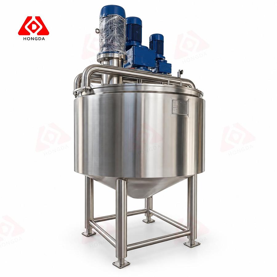 300 Gallon Triple agitation mixing tank with high shear disperser mixing