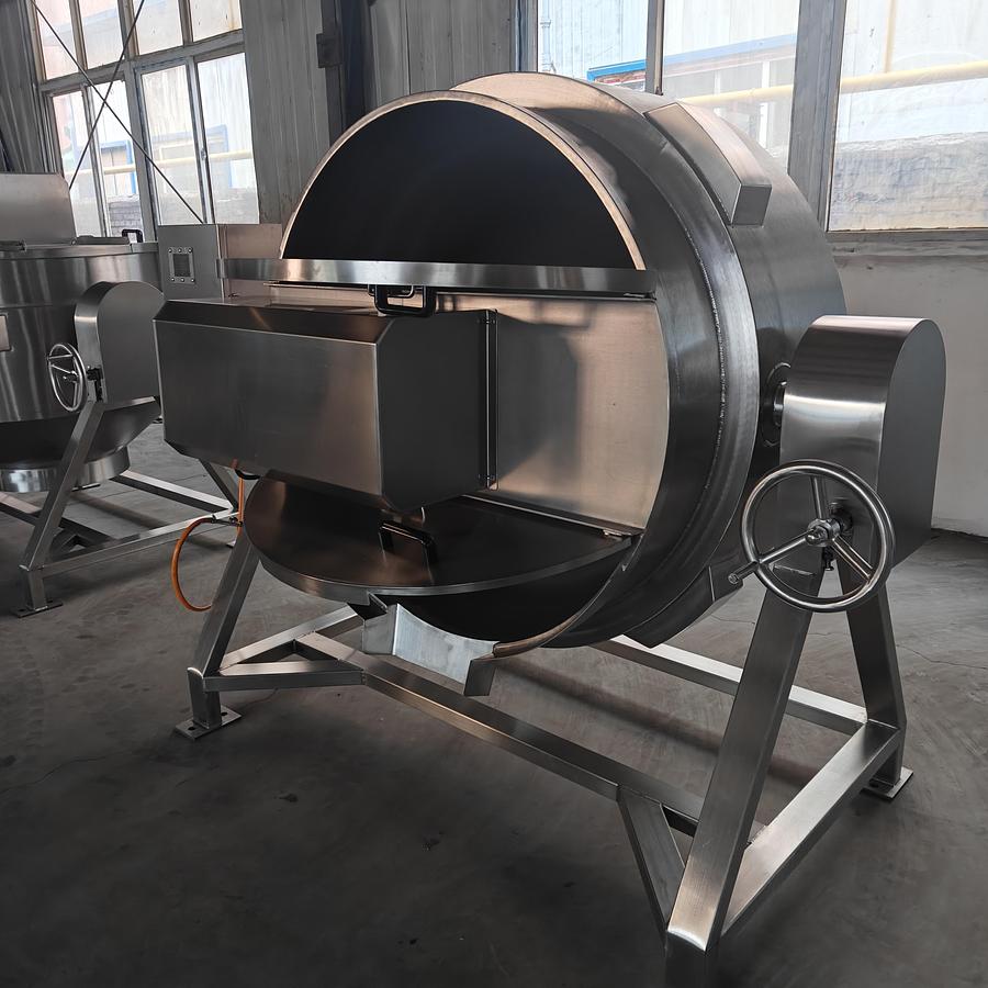 New New 400L SS304 Sanitary Kettle – Gas Heating, Manual Tilting & VFD Scraper Mixer – In Stock In Ontario, CA