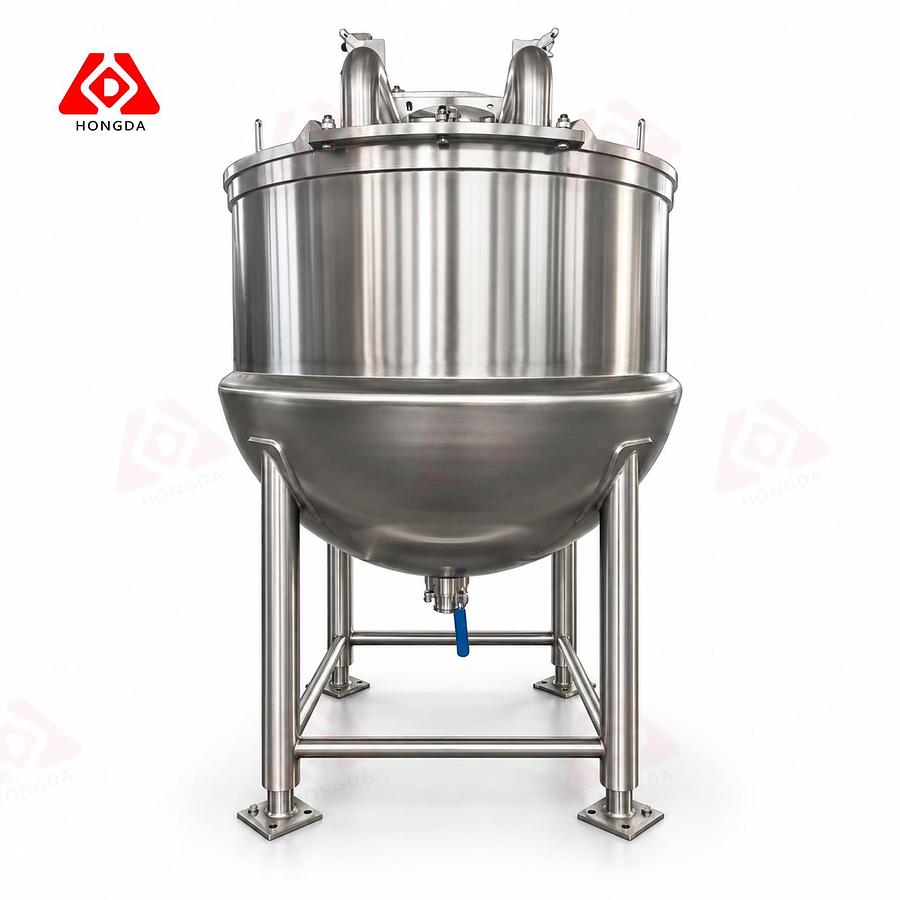 300 Gallon Stainless Steel Bare Kettle - Jacketed for Industrial Cooking with Lids and bridge