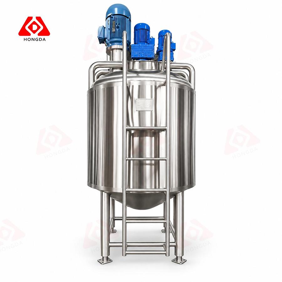New 500 Gal Steam Jacketed SS Cone Bottom Mixing Kettle: Triple Agitation, High Shear Disperser, Scraper & Paddle