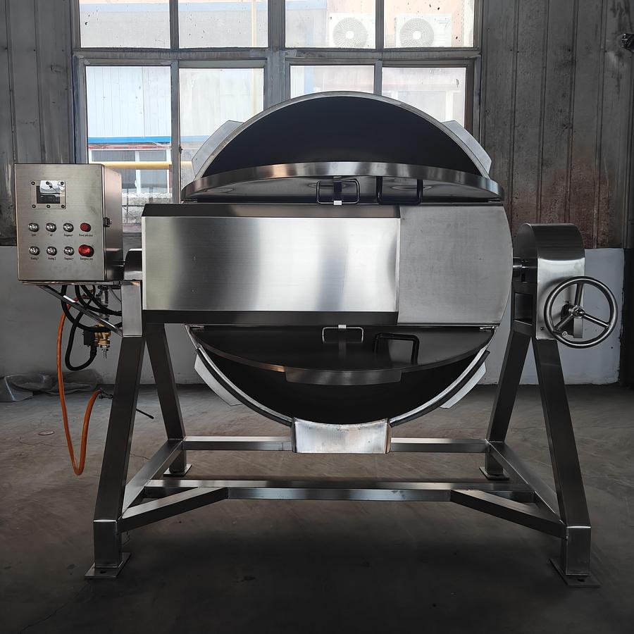 New New 400L SS304 Sanitary Kettle – Gas Heating, Manual Tilting & VFD Scraper Mixer – In Stock In Ontario, CA